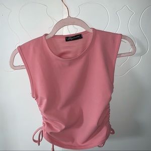 ✨3 for $15✨Pink Side Tie Crop top